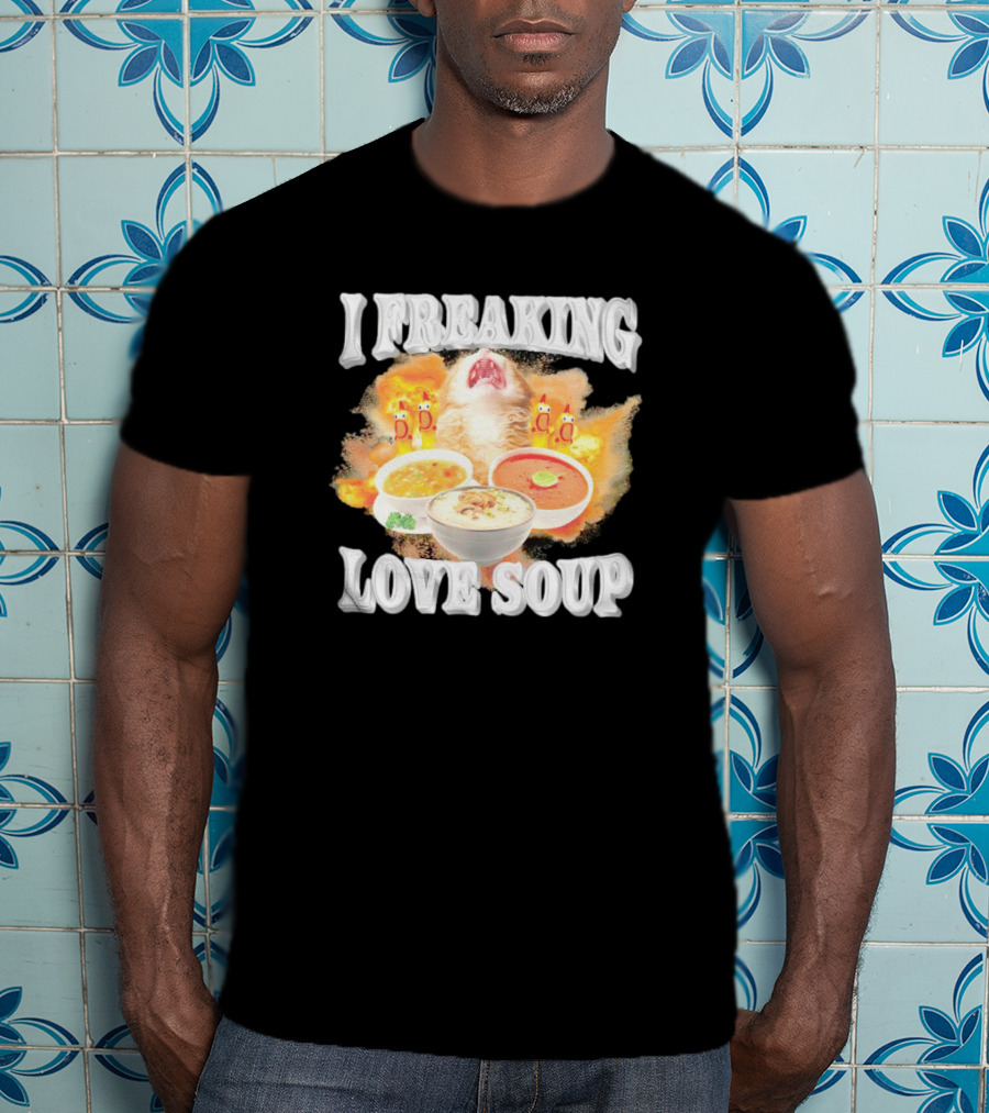 I Freaking Love Soup Cat With Various Bowls And Owls T-Shirt