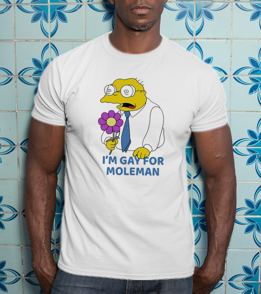 I'm Gay For Moleman Holding Purple Flower T-Shirt
