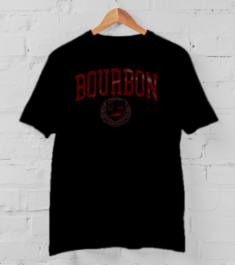 Bourbon University Kentucky Emblem With Barrel And State Shape T-Shirt