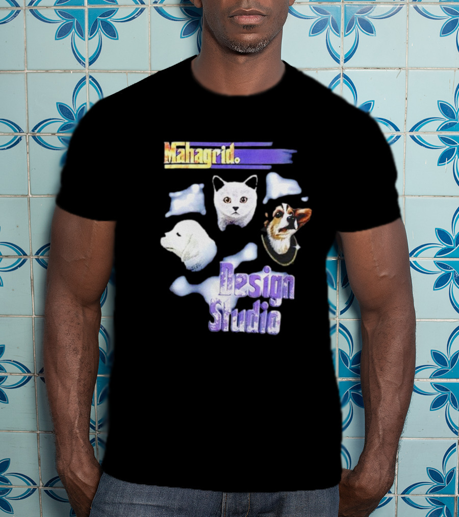 Mahagrid Design Studio Dog And Cat Trio T-Shirt