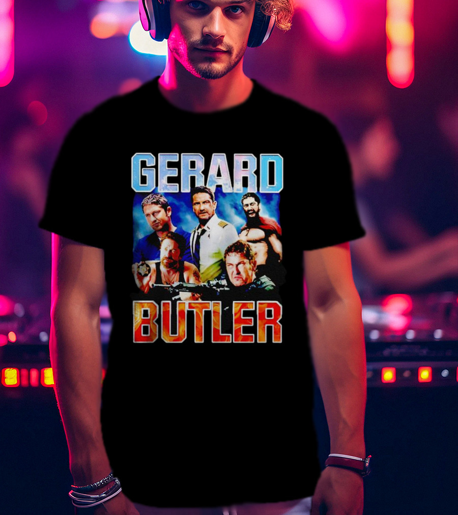 Gerard Butler Collage Black T-Shirt