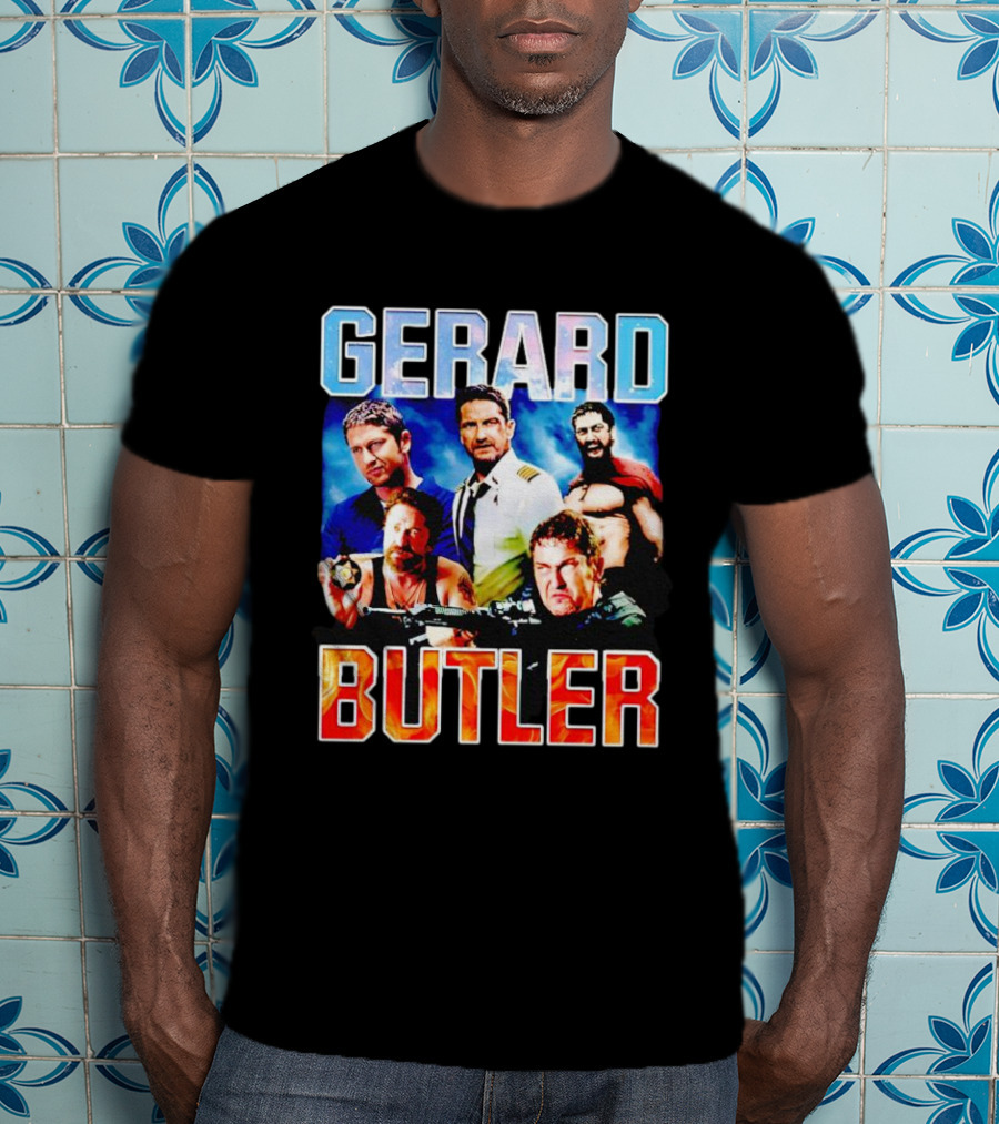 Gerard Butler Collage Black T-Shirt