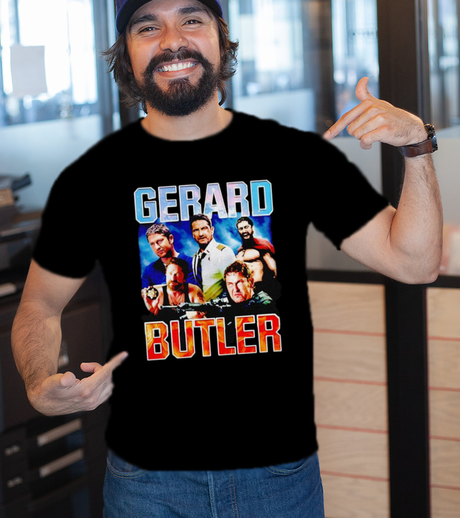 Gerard Butler Collage Black T-Shirt
