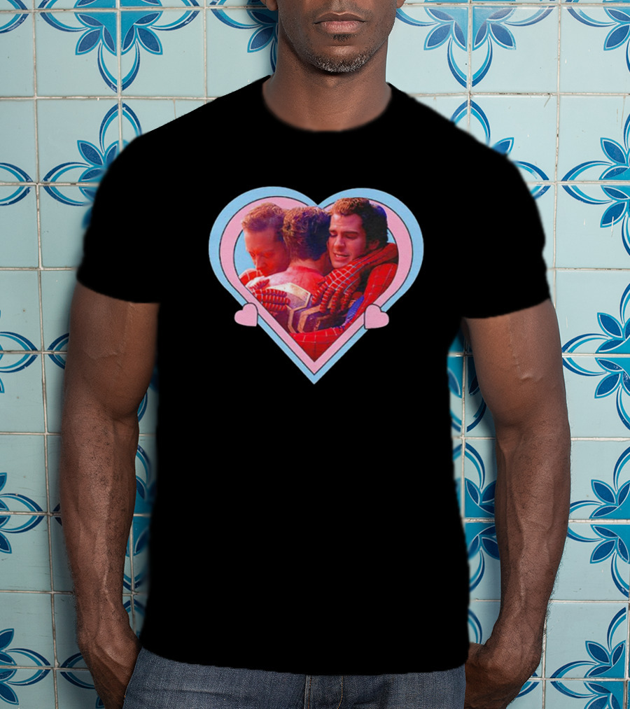 Spiderman No Way Home Trio Heart Hugging Scene T-Shirt