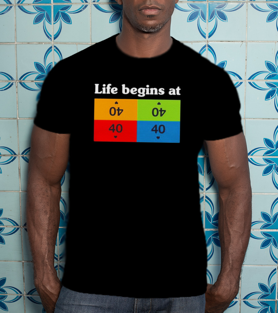 Life Begins At 40 Colorful Playing Card Symbols T-Shirt