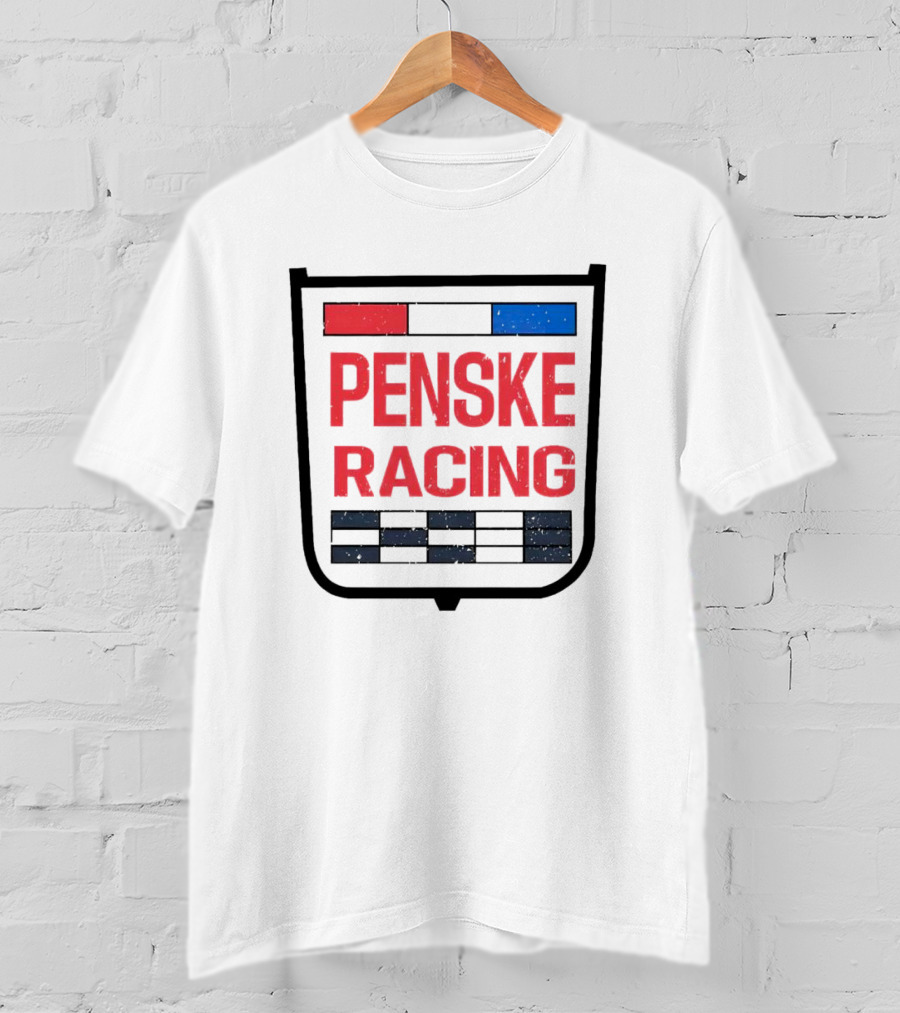 Penske Racing Red Blue Distressed Shield Emblem T-Shirt