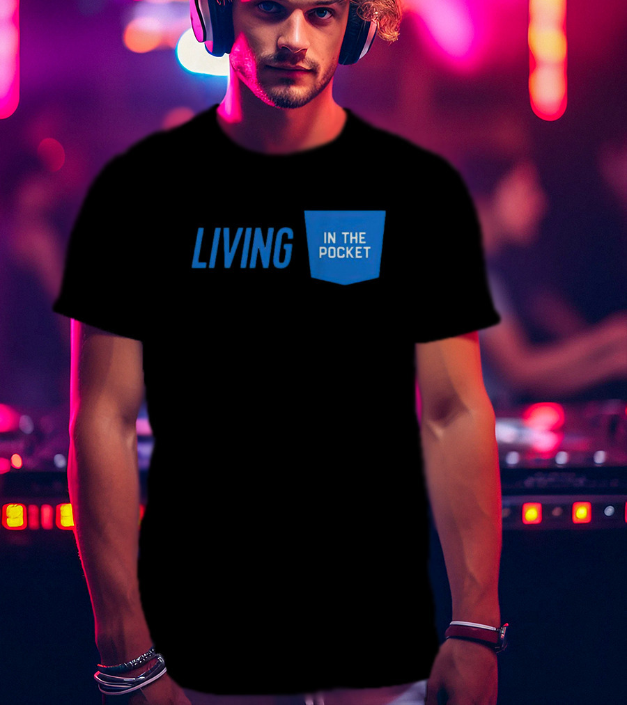 Aaron Donald 99 Living In The Pocket Blue Text T-Shirt