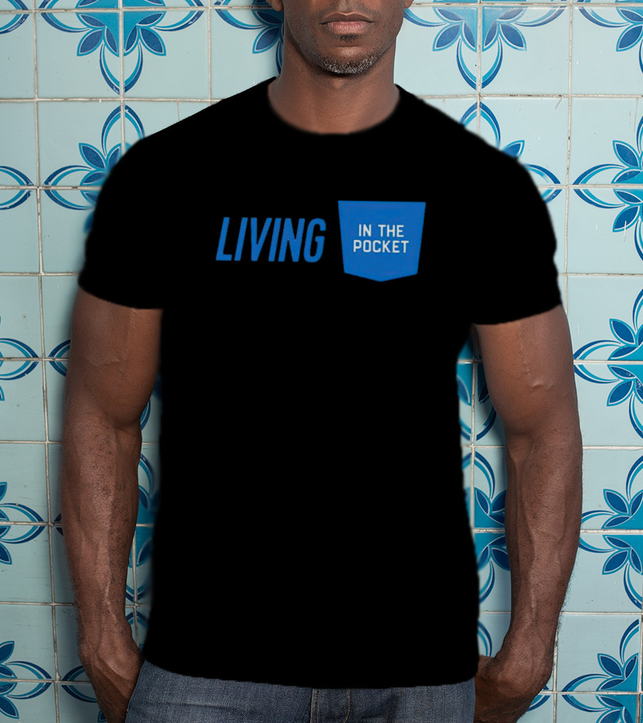Aaron Donald 99 Living In The Pocket Blue Text T-Shirt