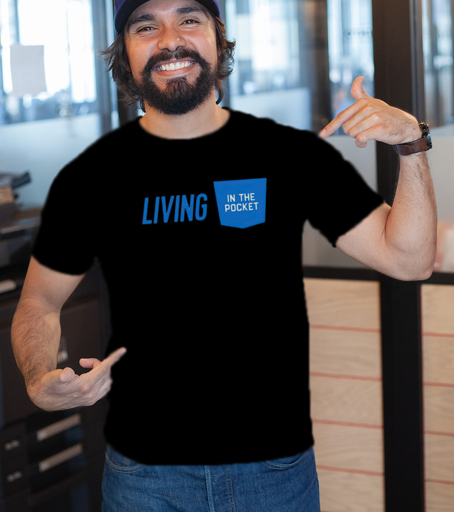 Aaron Donald 99 Living In The Pocket Blue Text T-Shirt
