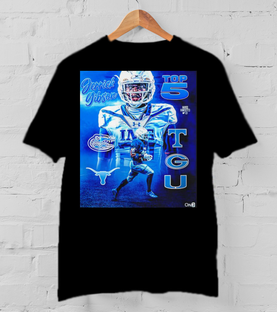 Jerrick Gibson Top 5 Schools With TCU And Florida Gators Football T-Shirt
