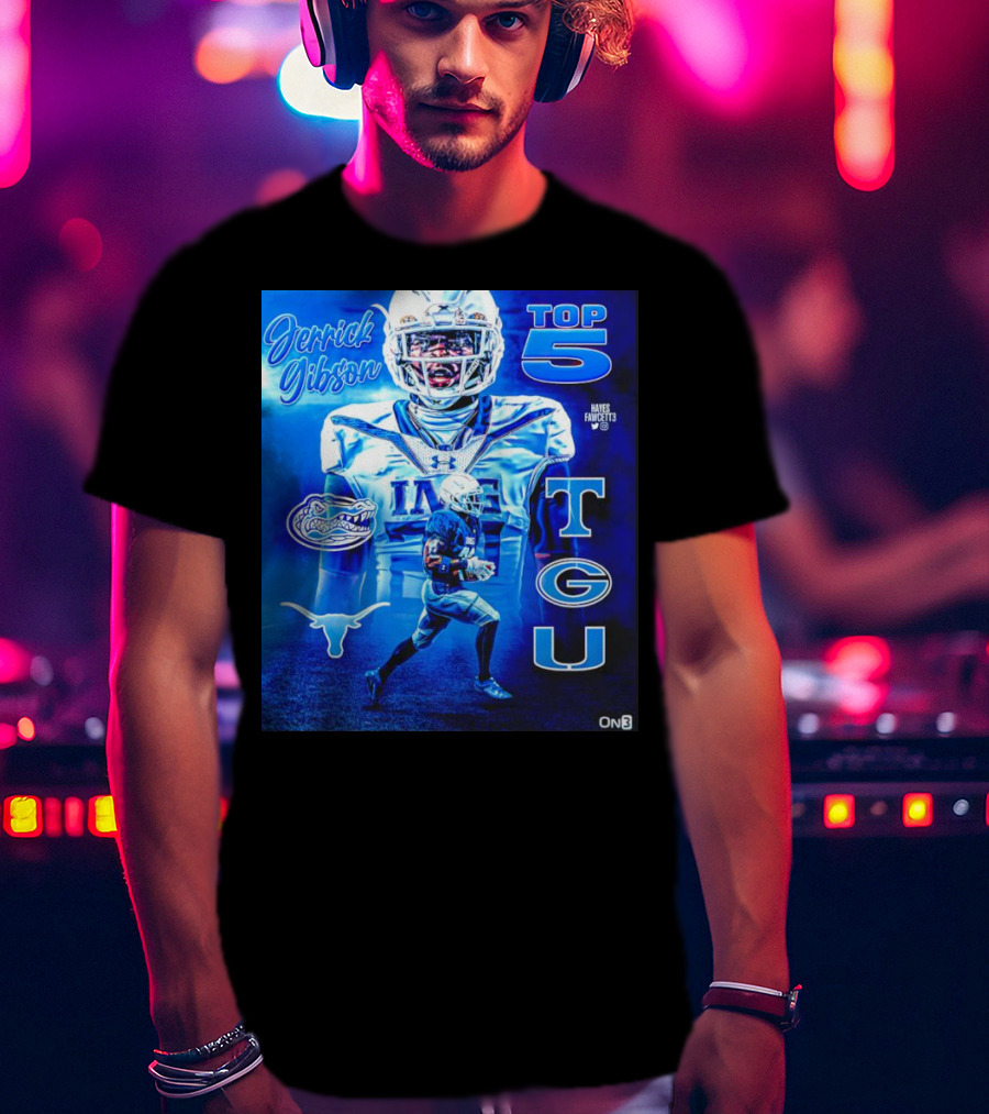 Jerrick Gibson Top 5 Schools With TCU And Florida Gators Football T-Shirt