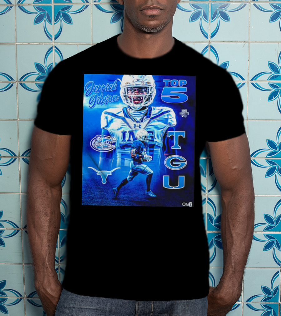 Jerrick Gibson Top 5 Schools With TCU And Florida Gators Football T-Shirt