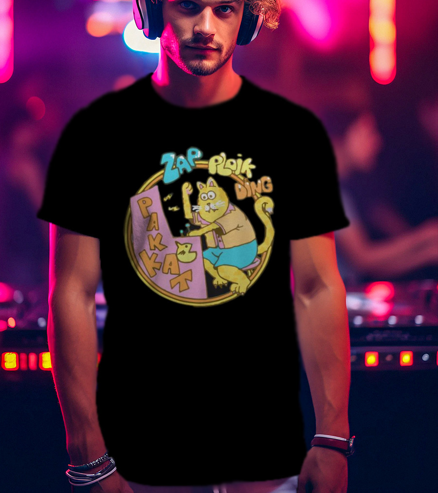 Stranger Things Season 3 Dustin Pakkat Zap Ploik Ding Retro Cartoon Cat T-Shirt