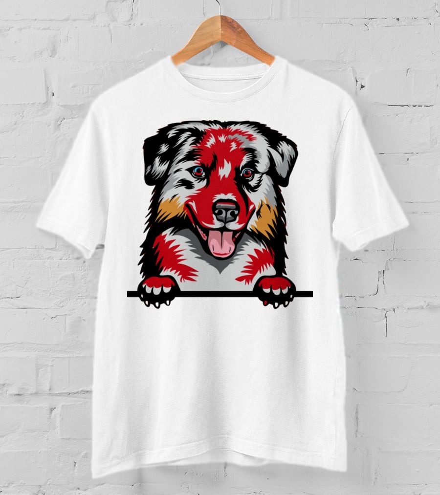 Dog Australian Shepherd Colorful T-Shirt