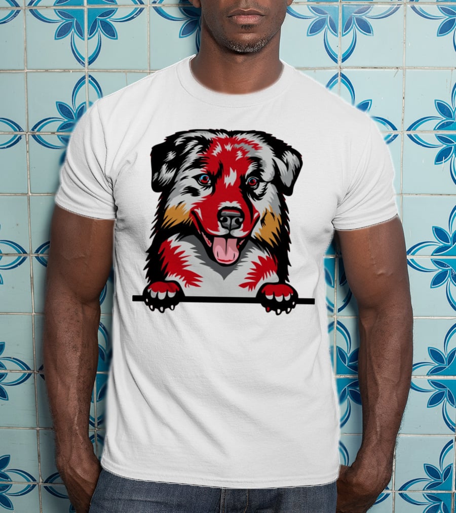 Dog Australian Shepherd Colorful T-Shirt