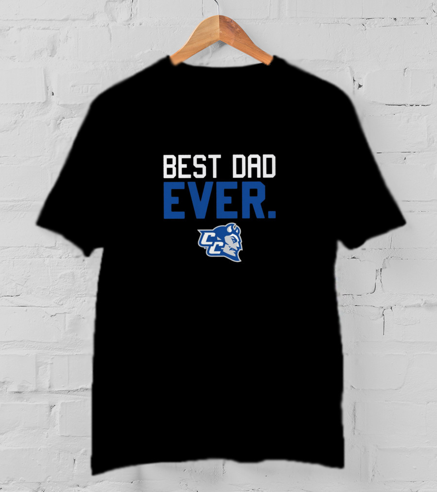 Best Dad Ever Central Conn CC Blue Devils T-Shirt
