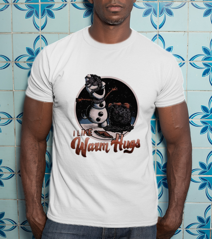 I Like Warm Hugs Alien Snowman Hugging Alien Creature T-Shirt