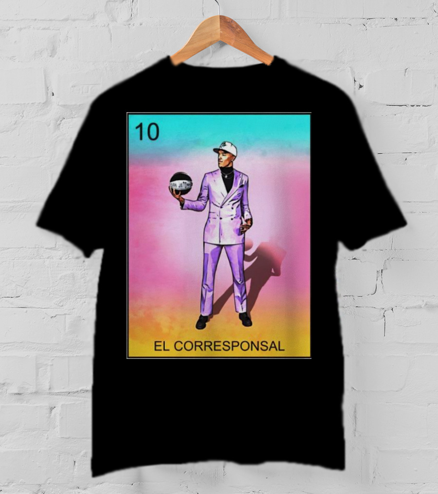 10 El Corresponsal Lotería Card Style In Lavender Suit Holding Basketball T-Shirt