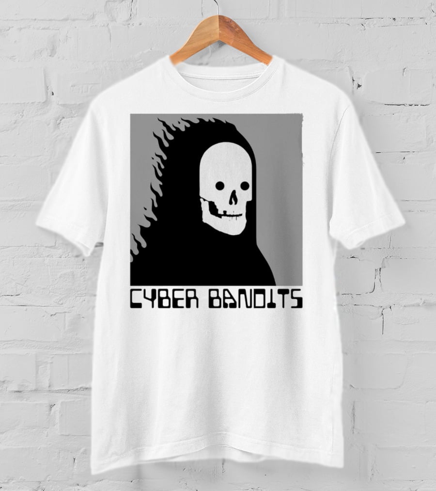 Flaming Reaper Cyber Bandits Skull T-Shirt