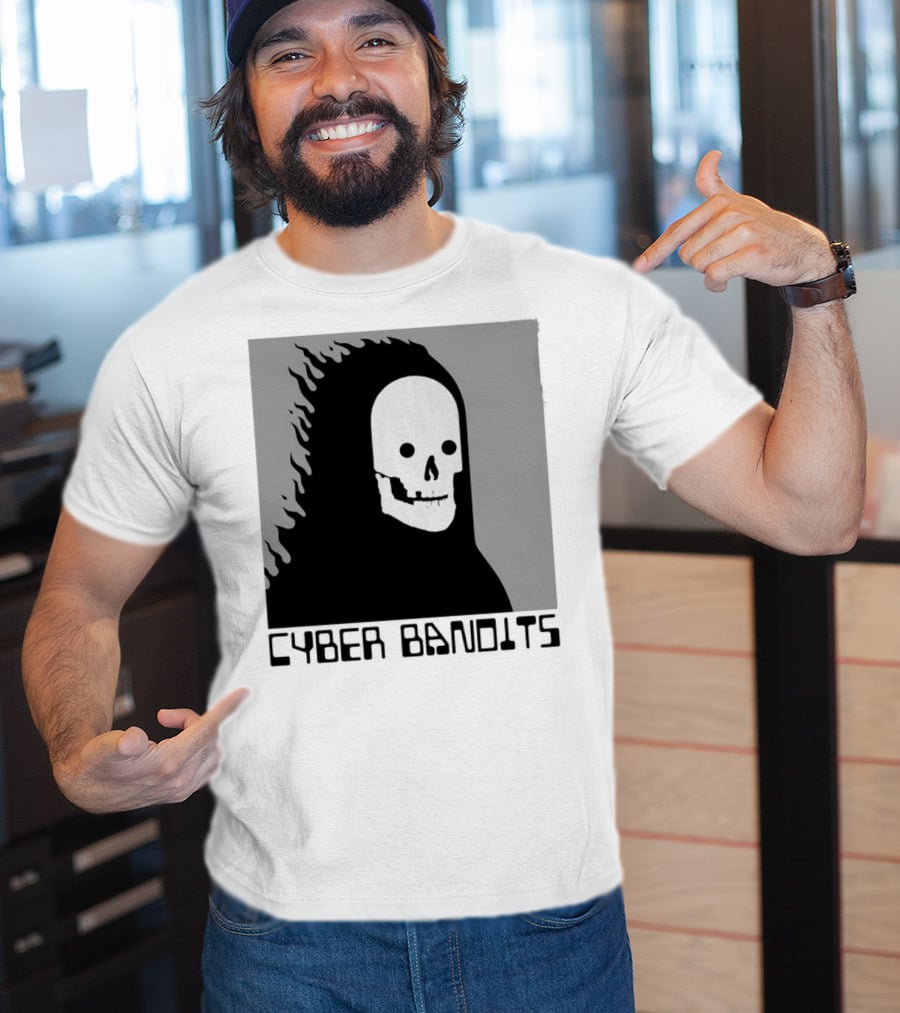 Flaming Reaper Cyber Bandits Skull T-Shirt
