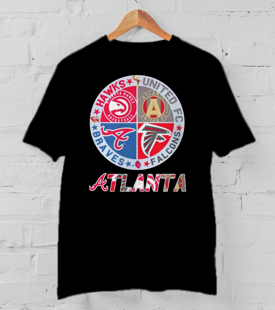 Atlanta Hawks United FC Falcons Braves Logo Mashup T-Shirt