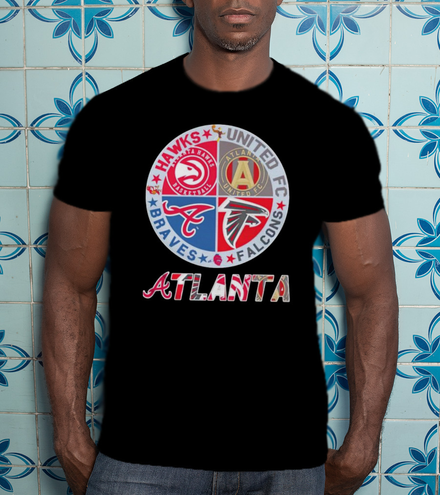 Atlanta Hawks United FC Falcons Braves Logo Mashup T-Shirt