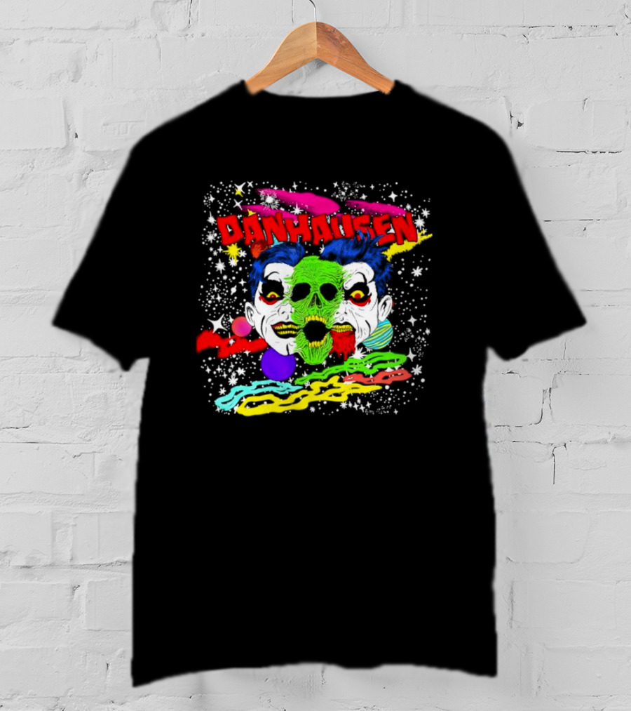 Danhausen Cosmic Skull Faces Colorful Space T-Shirt