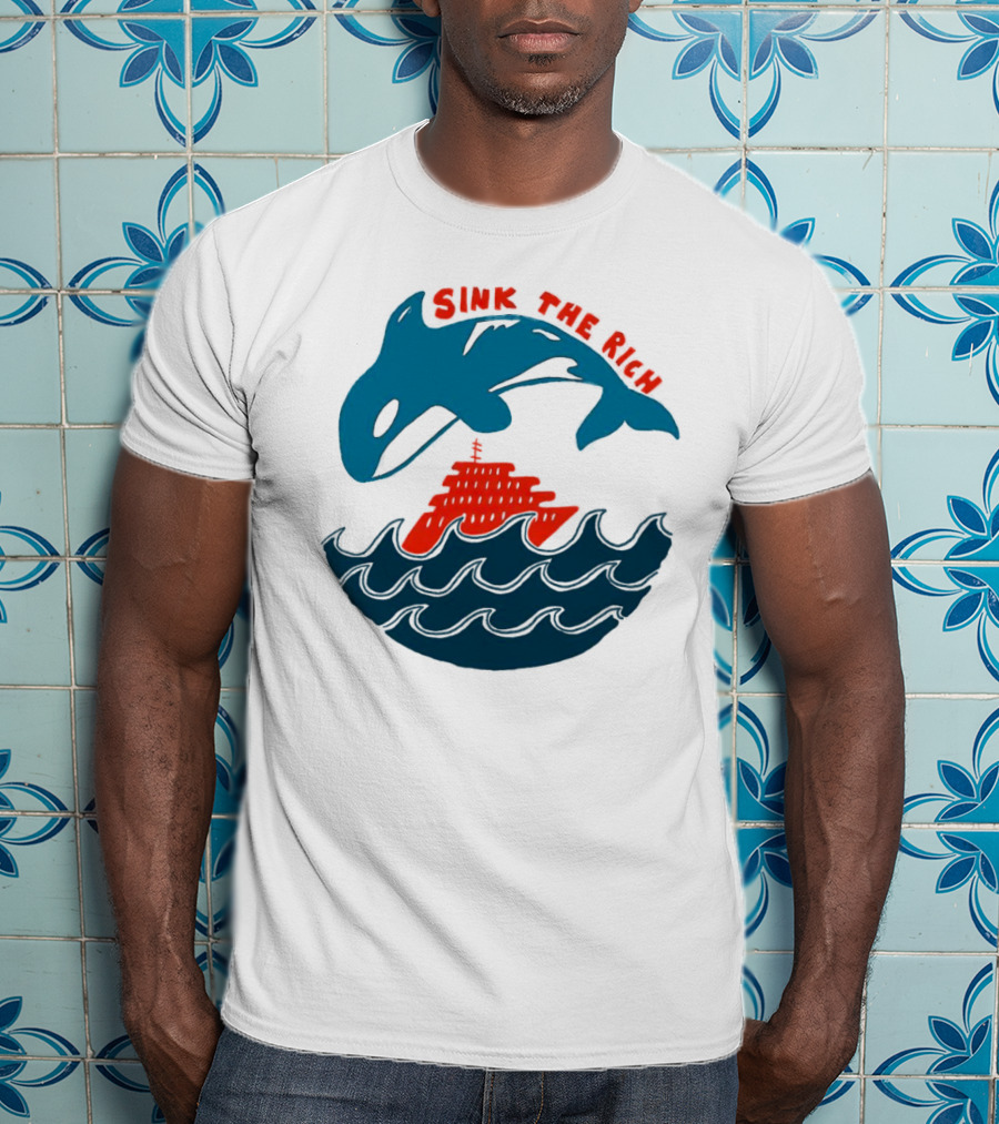 SINK THE RICH Orca And Yacht Sea Scene T-Shirt