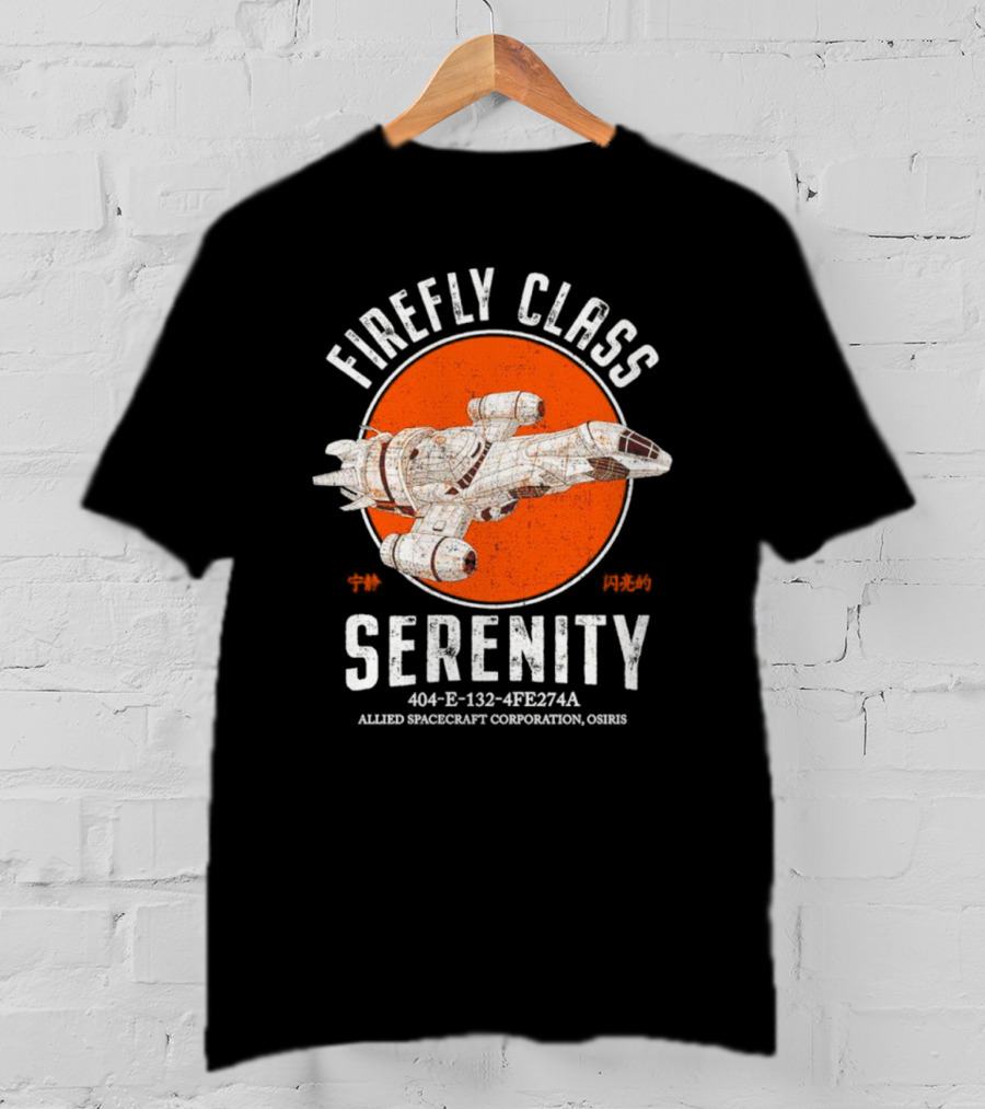 Firefly Class Serenity 404-E-132-4Fe274A Allied Spacecraft Corporation Osiris T-Shirt