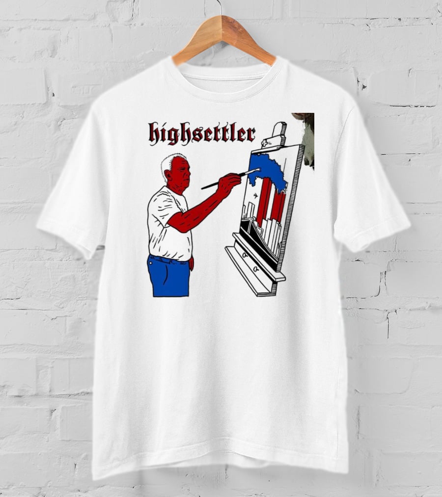 Highsettler Patriotic Painting Scene With Red And Blue Elements T-Shirt