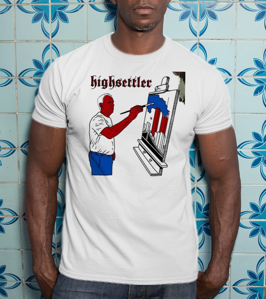 Highsettler Patriotic Painting Scene With Red And Blue Elements T-Shirt