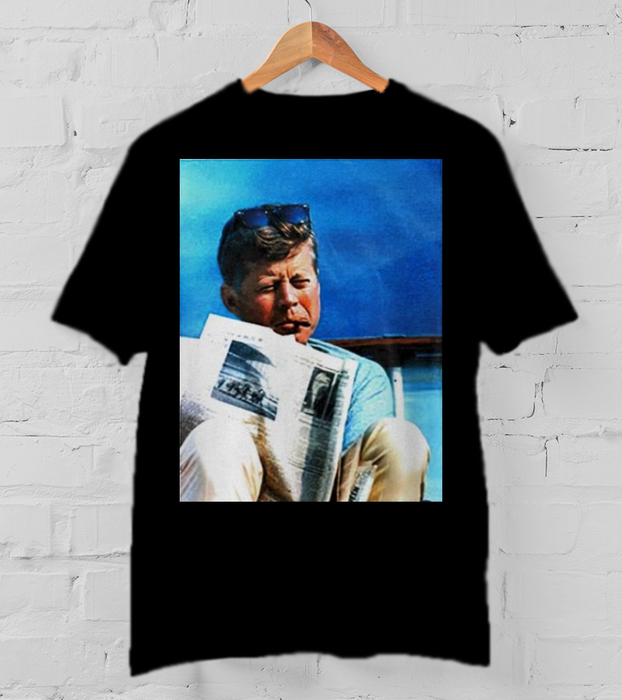 JFK Reading Newspaper On Summer Day T-Shirt