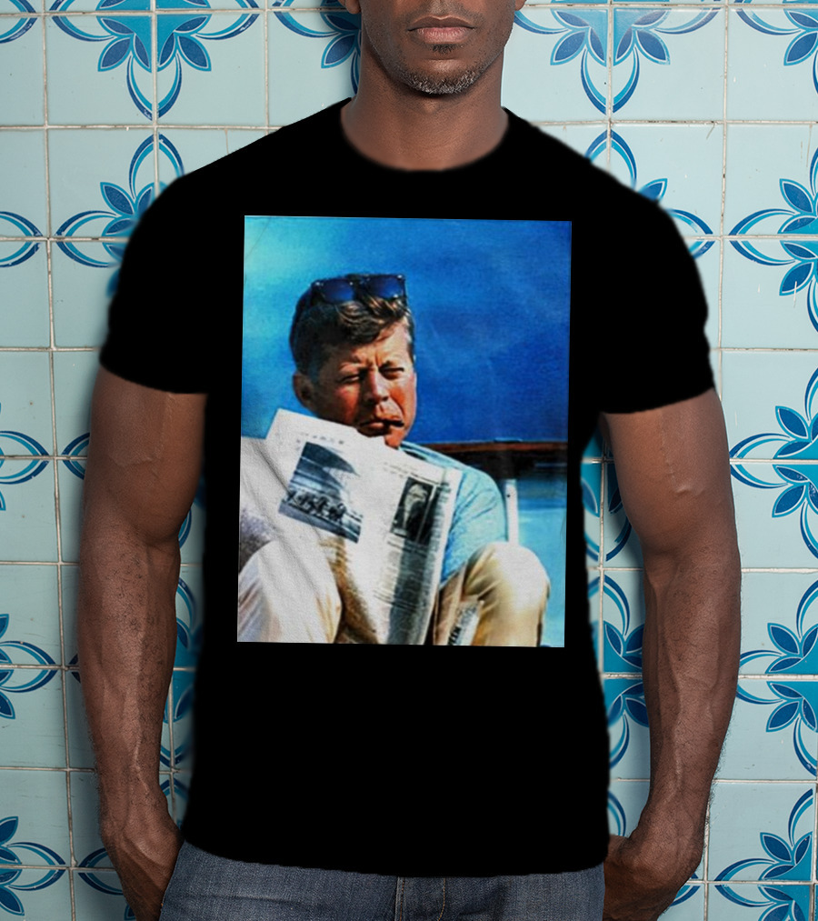 JFK Reading Newspaper On Summer Day T-Shirt