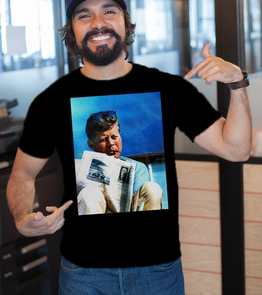 JFK Reading Newspaper On Summer Day T-Shirt