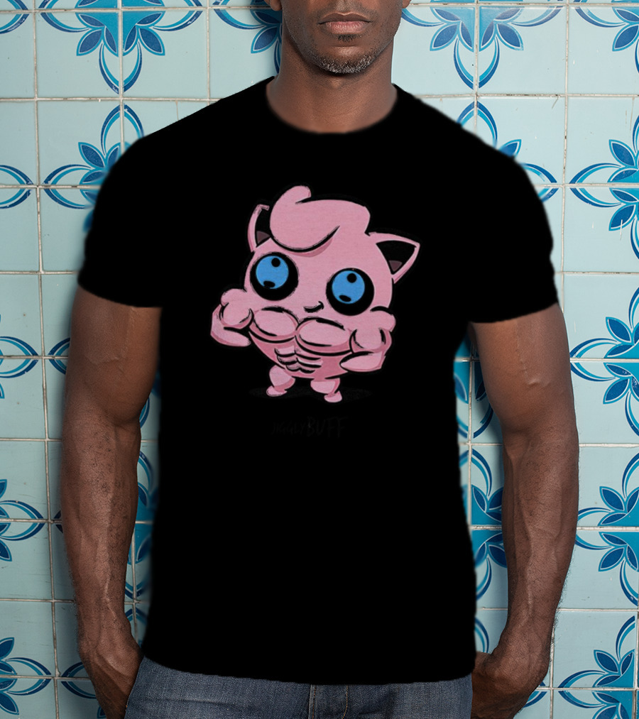 Jigglybuff Muscle Buff Pink Character With Blue Eyes T-Shirt