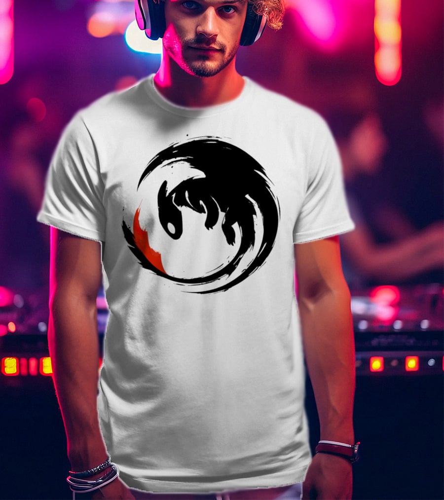 Toothless Night Fury Dragon Ying Yang T-Shirt