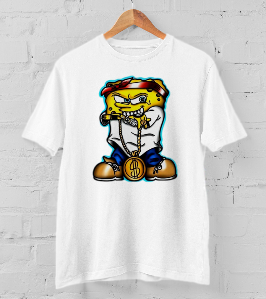 Gangster Spongebob Dollar Bling Animated Character T-Shirt