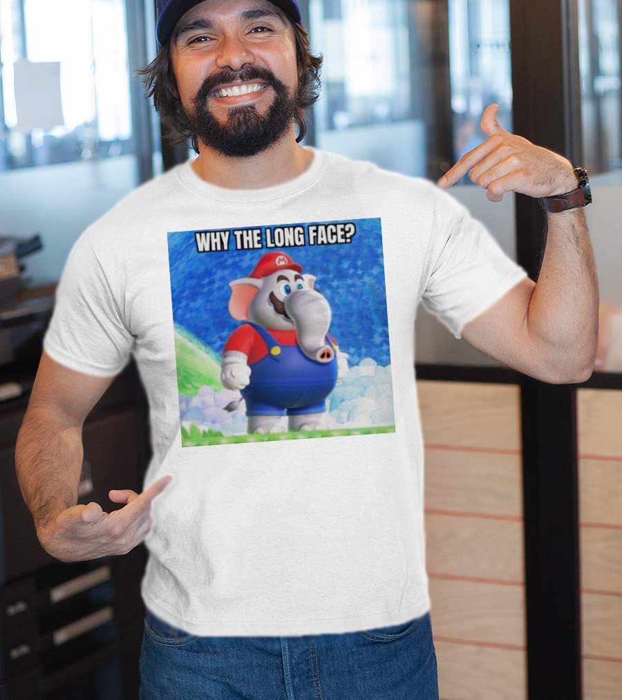 Mario Elephant Why The Long Face? T-Shirt