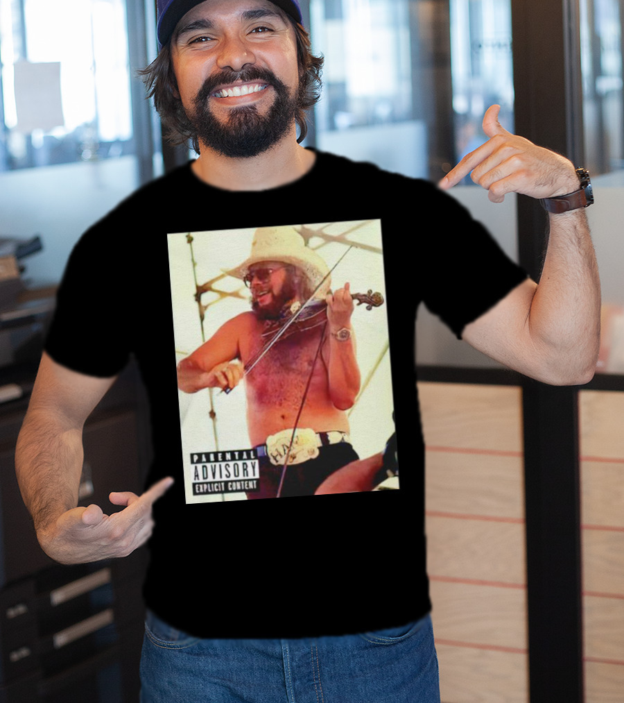 Parental Advisory Explicit Content Party Boy Hank Cowboy Violinist T-Shirt