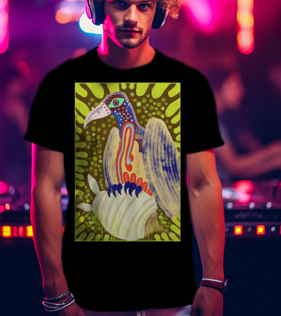 Bird Friends To The End Vivid Psychedelic Feathered Symbols T-Shirt