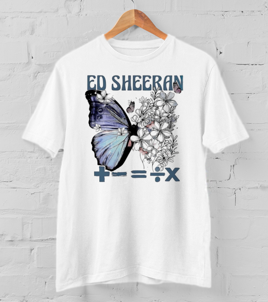 Ed Sheeran Butterfly Flowers Math Symbols Equals Tour T-Shirt