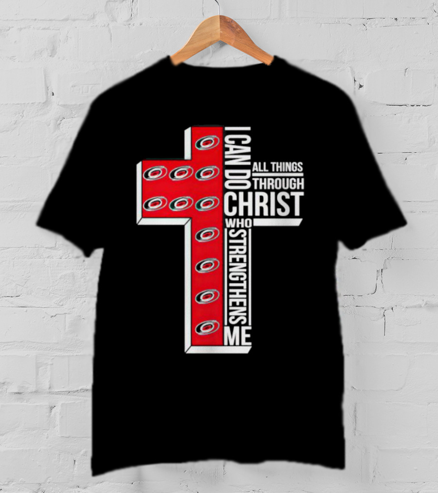 Carolina Hurricanes I Can Do All Things Through Christ Who Strengthens Me Cross T-Shirt