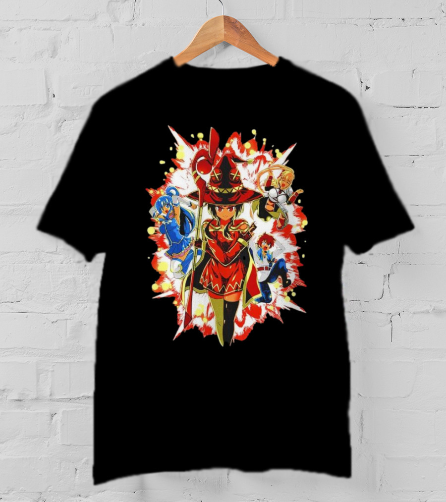 Explosion Magic Anime Konosuba Megumin Aqua Darkness Kazuma Scene T-Shirt