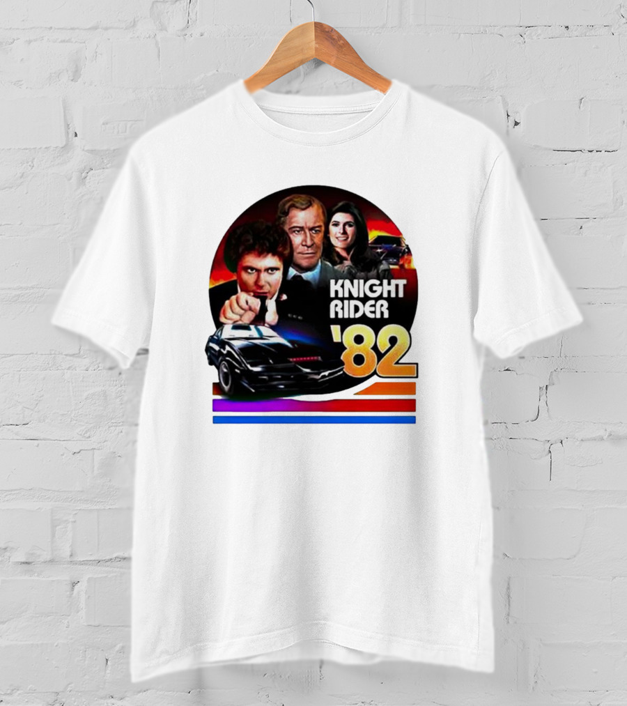 Knight Rider ’82 Retro Cast And Car Montage T-Shirt