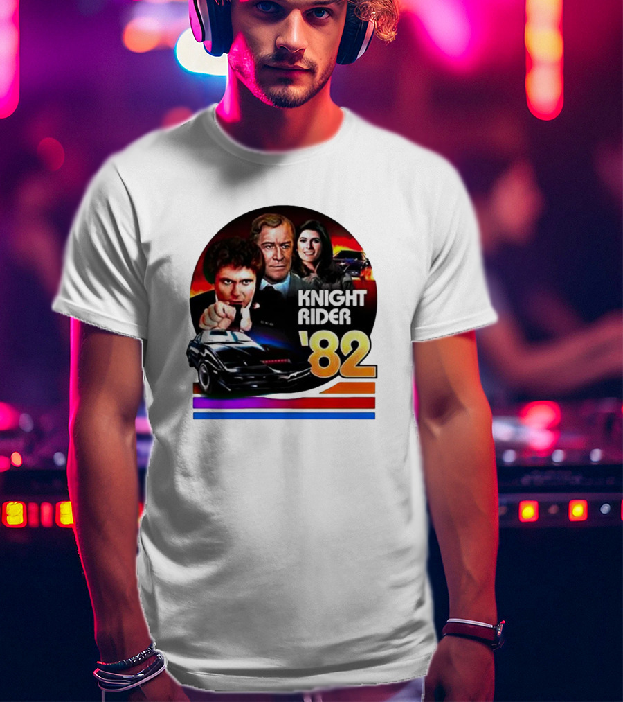 Knight Rider ’82 Retro Cast And Car Montage T-Shirt