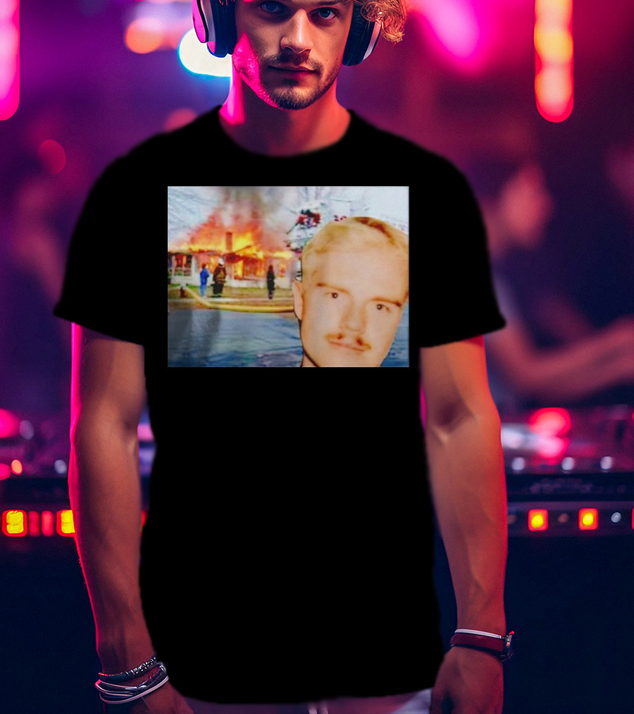 Lloyd Meme Fire Burning House Background T-Shirt