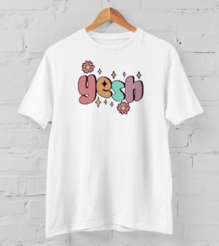 Lauren Derouen Yesh Colorful Floral Pastel Text With Flowers And Diamonds T-Shirt