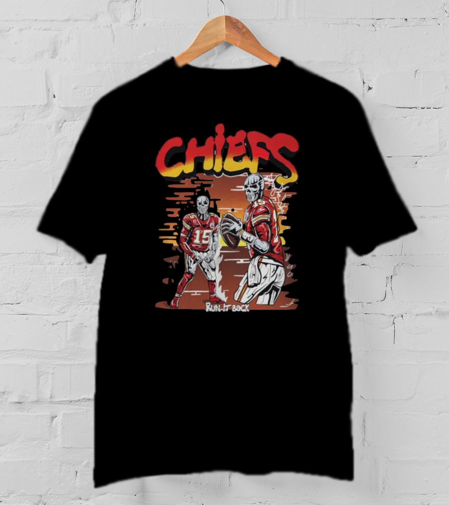 Chiefs Skeleton Run It Back Football Player T-Shirt