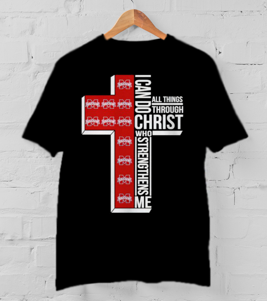 State Bulldogs I Can Do All Things Through Christ Who Strengthens Me Cross T-Shirt