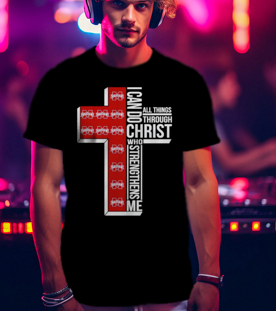 State Bulldogs I Can Do All Things Through Christ Who Strengthens Me Cross T-Shirt